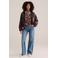 WE Fashion top met print - aubergine/ecru