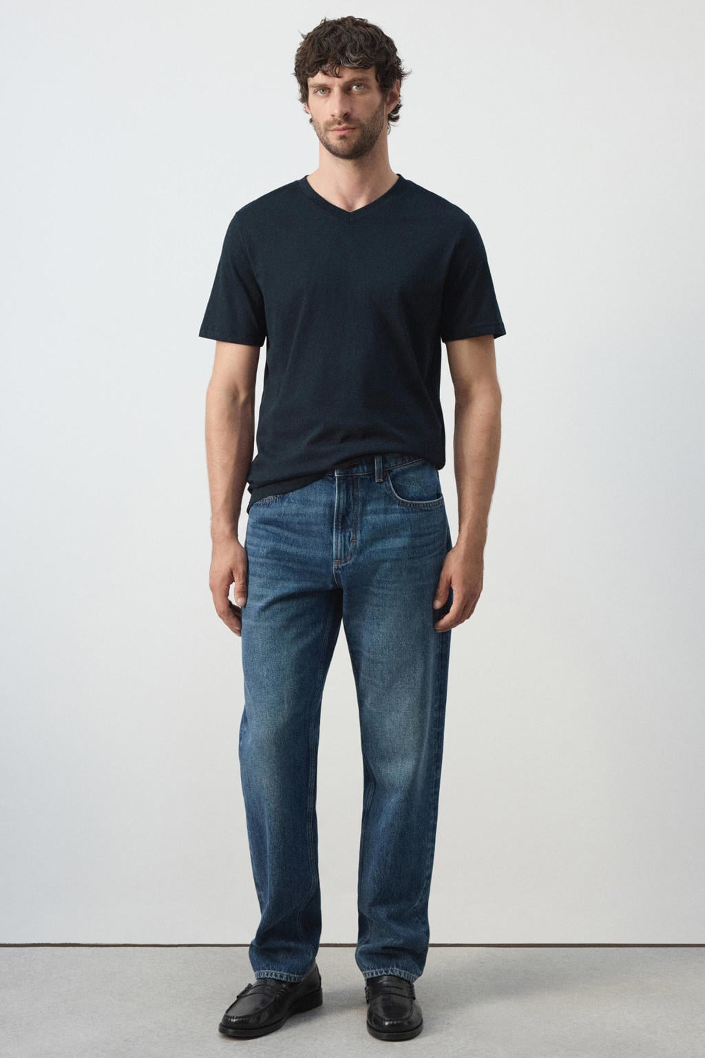Mango Man slim fit T-shirt - marineblauw