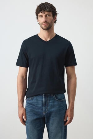 slim fit T-shirt - marineblauw
