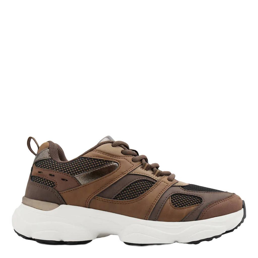 Bruine dames Graceland chunky imitatieleren sneakers - met veters