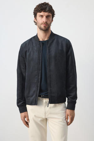 suèdelook imitatieleren jas - donkerblauw
