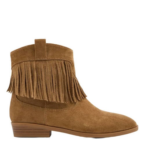 Graceland western suèdelook laarzen met franjes cognac