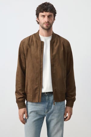 suèdelook imitatieleren jas - donkerbruin