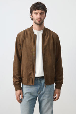 suèdelook imitatieleren jas - donkerbruin