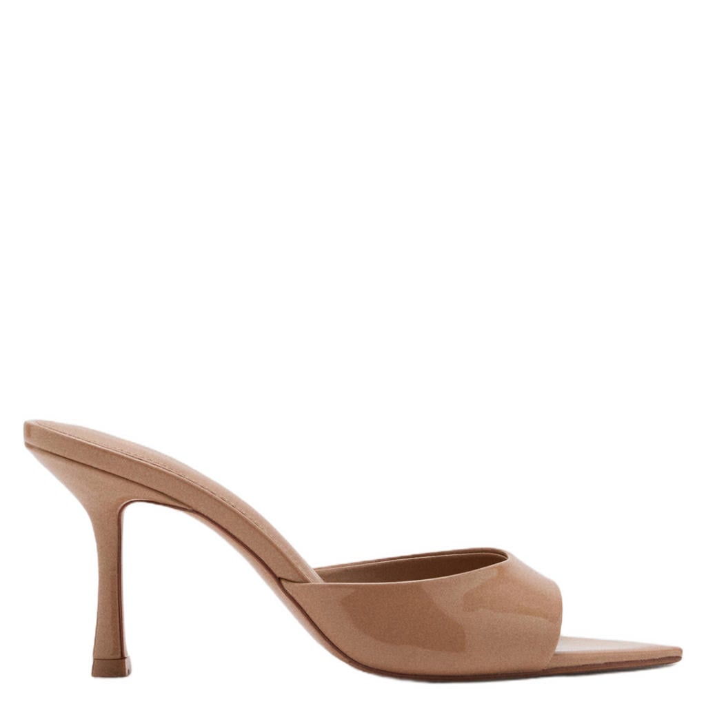 Mango lakleren muiltjes met naaldhak - beige
