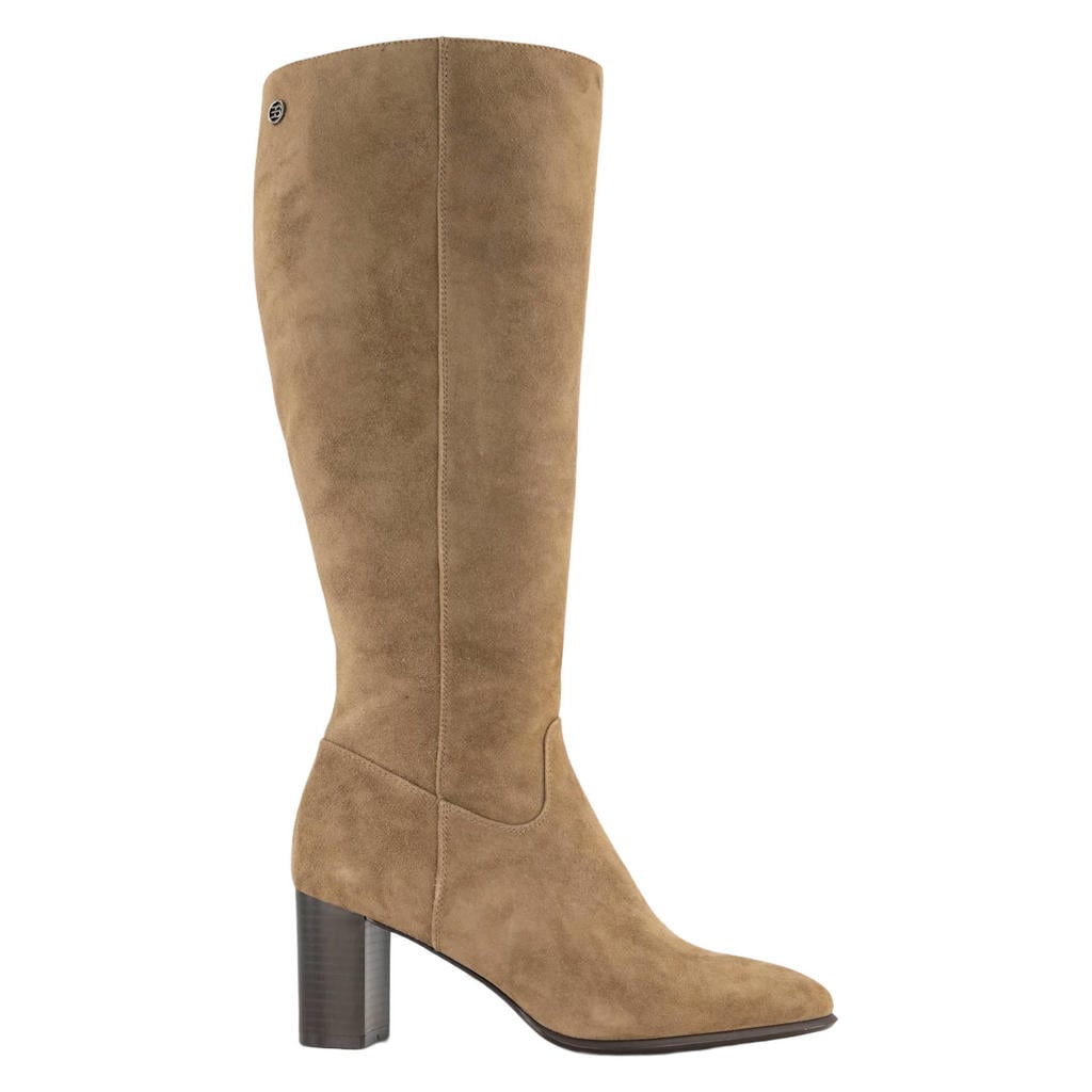 ESPRIT suède laarzen met blokhak - taupe