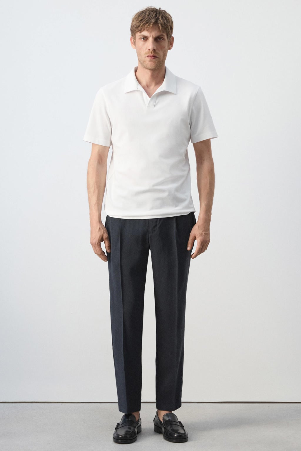 Mango Man slim fit polo - wit