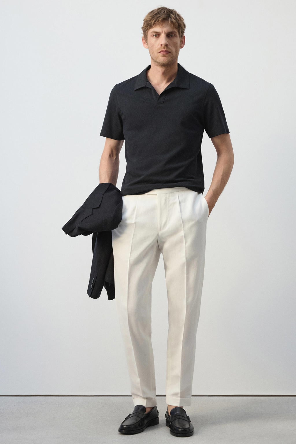 Mango Man slim fit polo - donkerblauw
