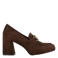 Graceland suède pumps met blokhak - bruin