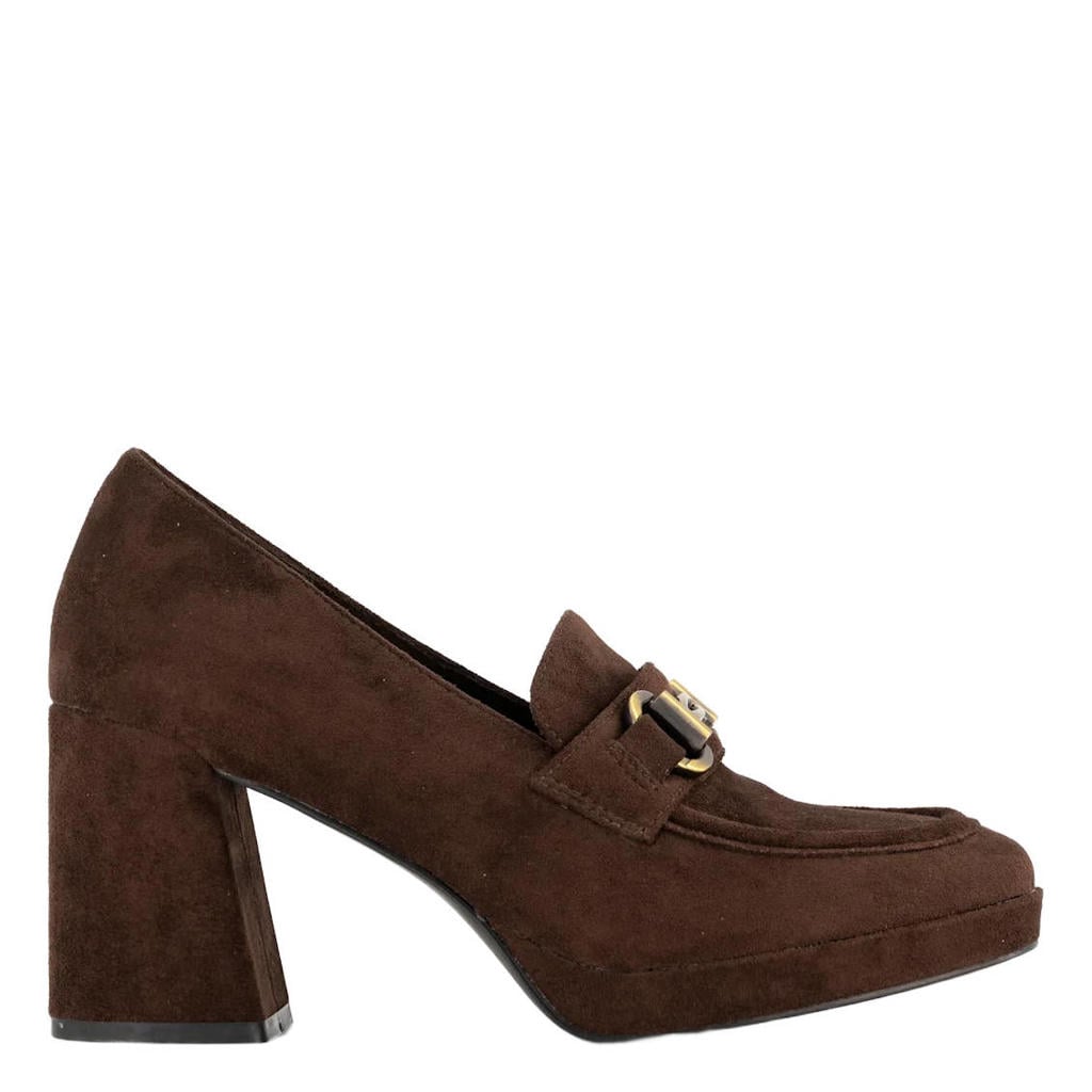Bruine dames Graceland suède pumps met blokhak -