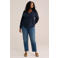WE Fashion Curve katoenen gebloemde sweater - donkerblauw