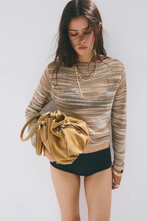 gebreide trui met print - beige