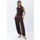 Mango top met kraaltjes en open rug - donkerbruin