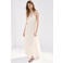 Mango broderie midi zomerjurk - beige