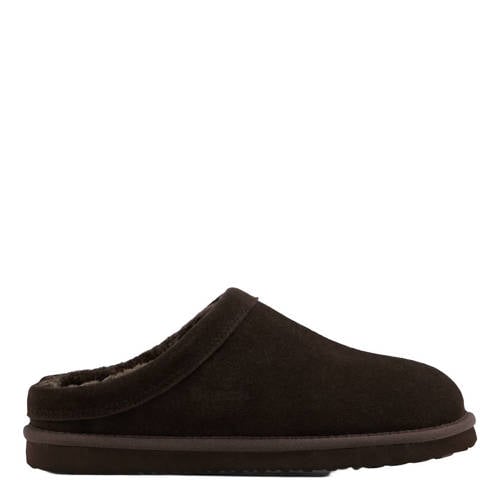 Casa mia suèdelook pantoffels bruin