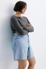 thumbnail: Mango straight leg denim short - lichtblauw