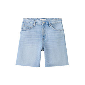 straight leg denim short - lichtblauw