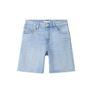 straight leg denim short - lichtblauw