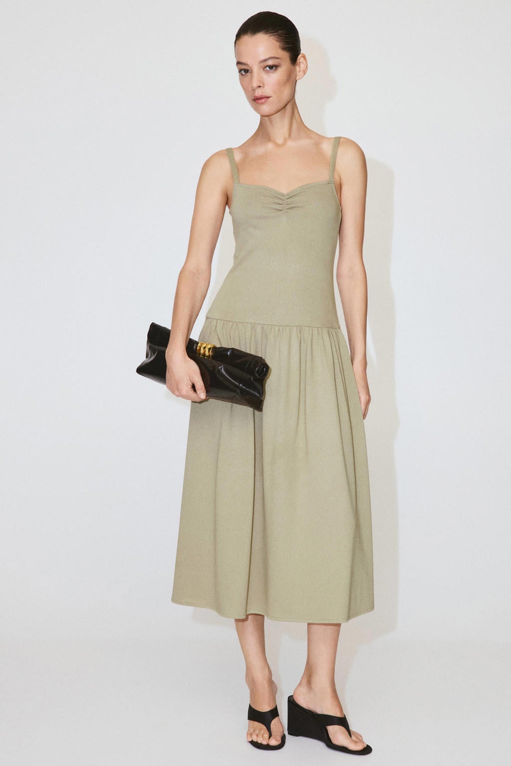 Mango midi jurk - kaki