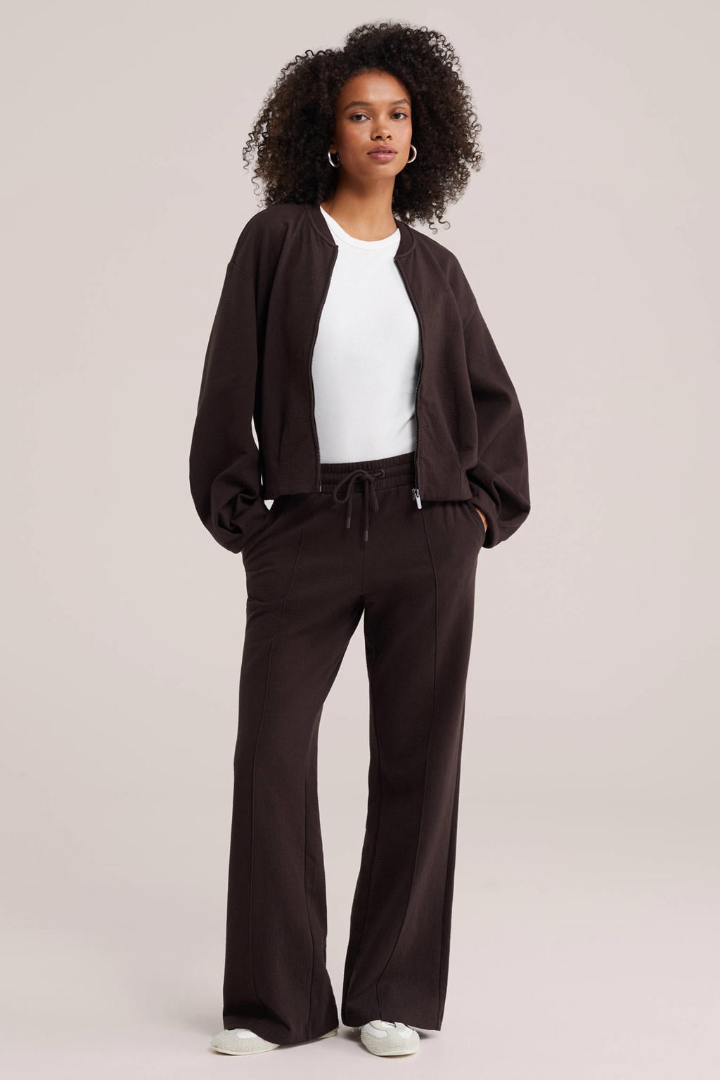 Bruine dames WE Fashion katoenen jas met lange mouwen