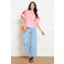 LOLALIZA gestreepte blouse met borduursels - lichtroze