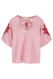 thumbnail: LOLALIZA gestreepte blouse met borduursels - lichtroze