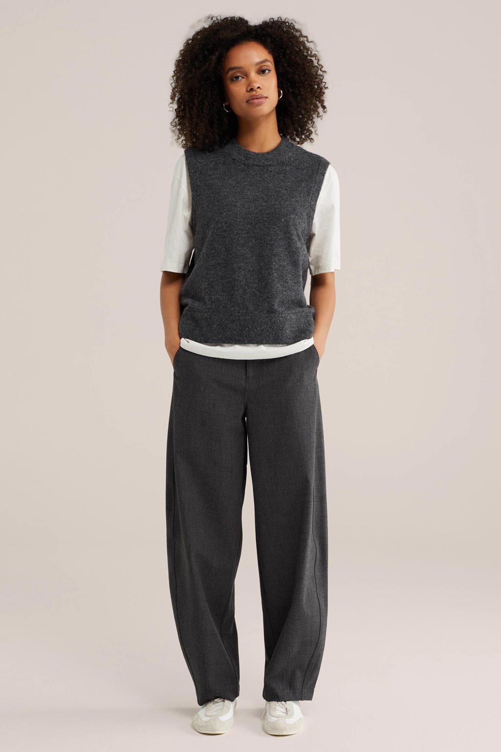 Grijze dames WE Fashion met effen en ronde hals
