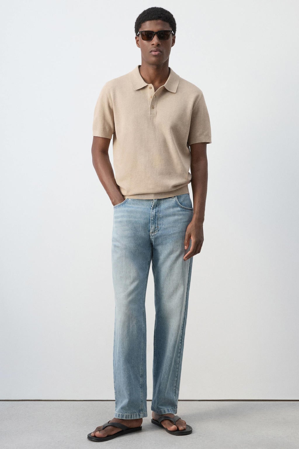 Mango Man regular fit polo - lichtbeige