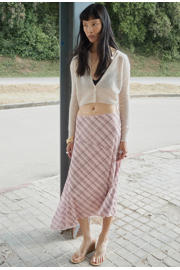 thumbnail: Mango geruite midi rok - lichtroze