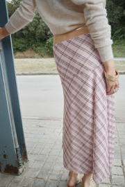 thumbnail: Mango geruite midi rok - lichtroze