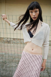thumbnail: Mango geruite midi rok - lichtroze