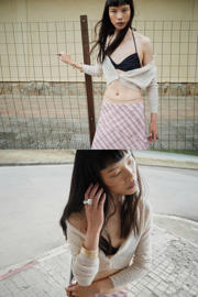 thumbnail: Mango geruite midi rok - lichtroze