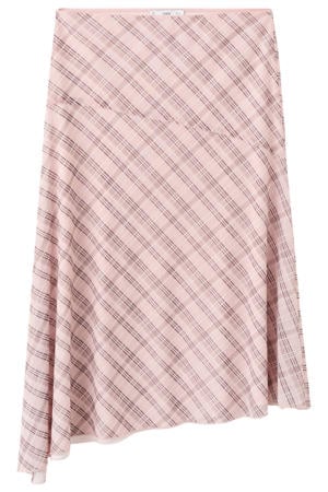 geruite midi rok - lichtroze