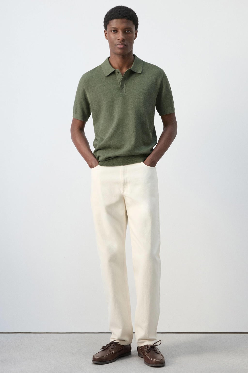 Mango Man regular fit polo - middengroen