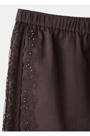 thumbnail: Mango straight leg casual short met borduursels - bruin