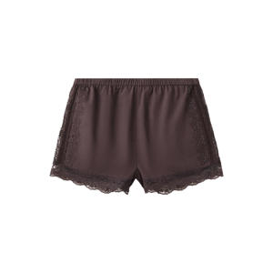 straight leg casual short met borduursels - bruin