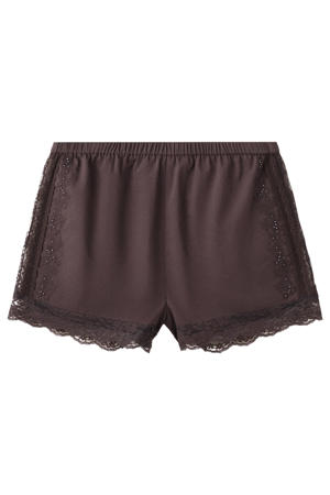 straight leg casual short met borduursels - bruin
