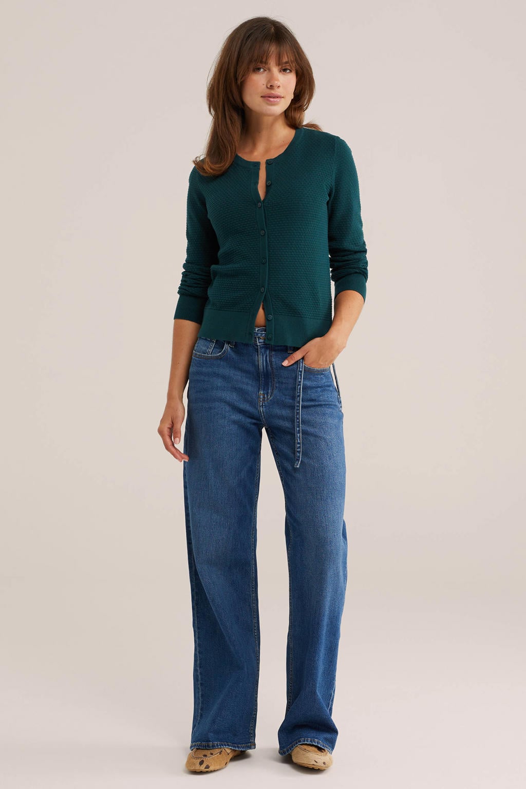 WE Fashion katoenen gebreide vest - blauw
