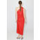 Mango one shoulder midi jurk met linnen - rood