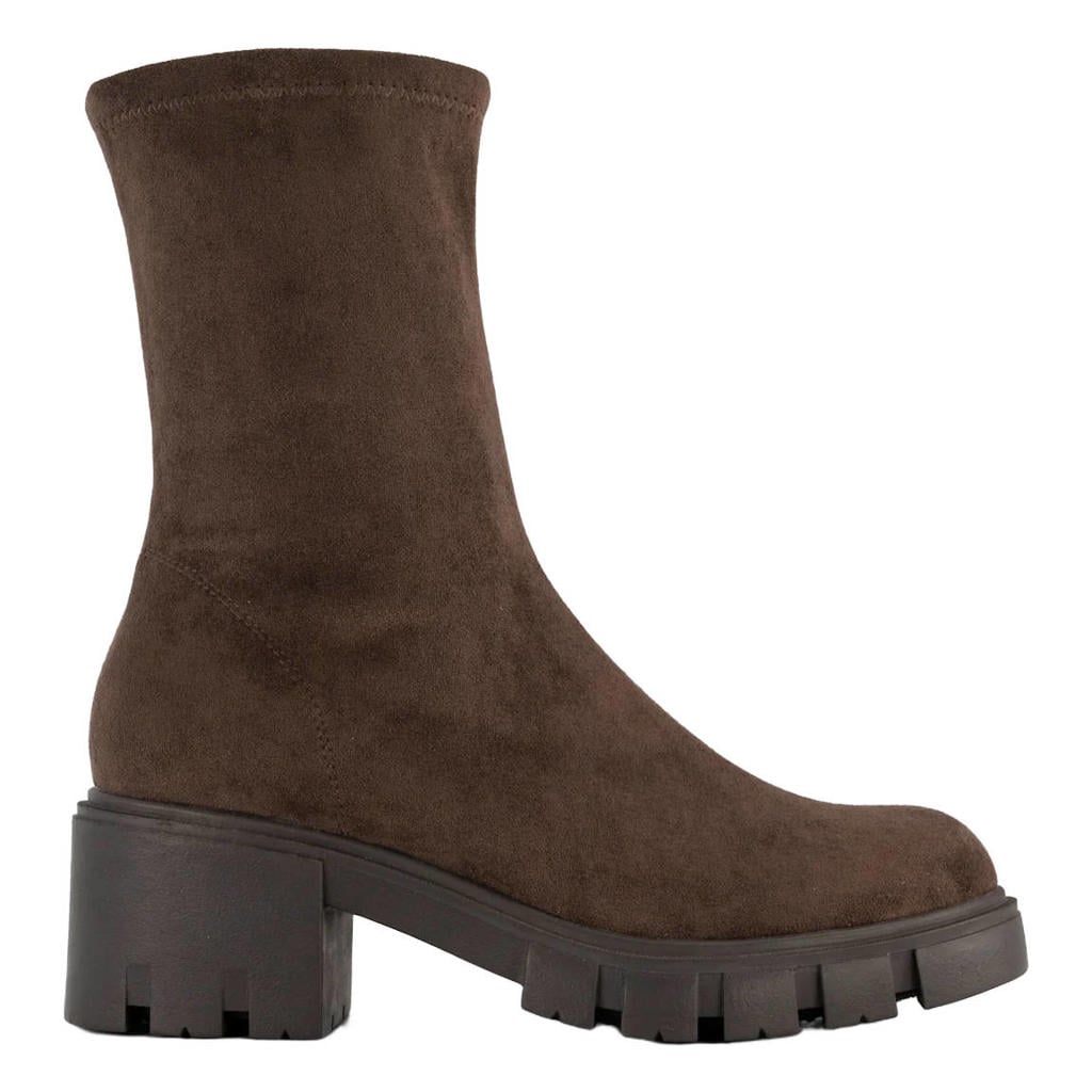 Graceland chunky suèdelook enkellaarzen - bruin