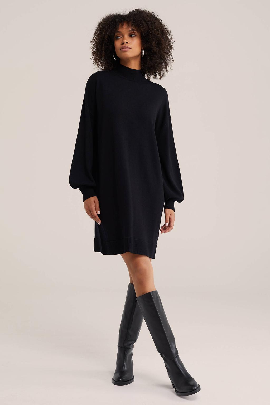 Zwarte dames WE Fashion sweatjurk en wol met lange mouwen