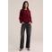 WE Fashion gebloemde top met glitters - donkerrood