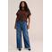 WE Fashion Curve top met kant- bruin