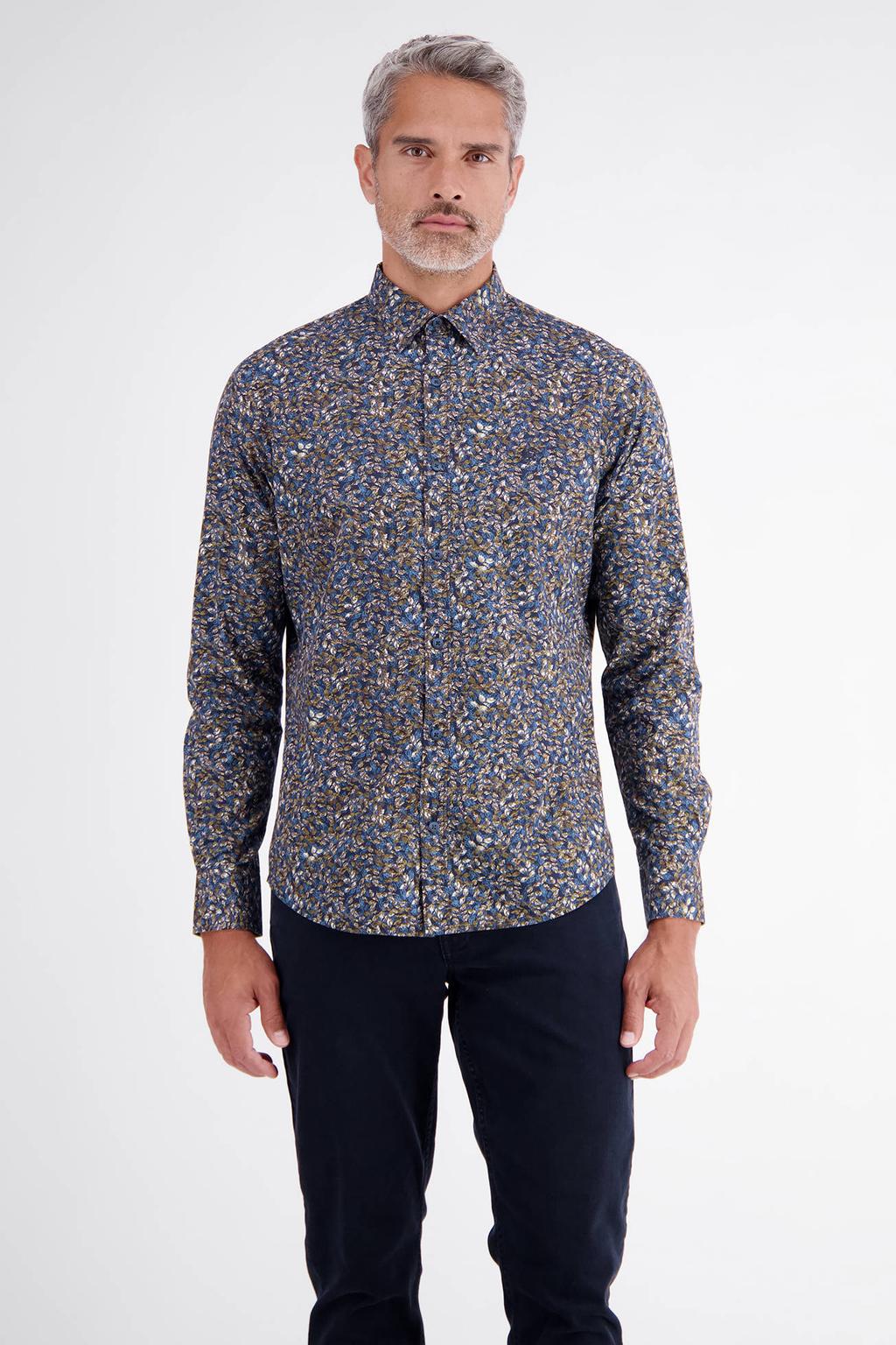 LERROS regular fit overhemd met print - bruin