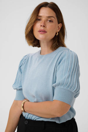 top met glitters Plus Size - lichtblauw