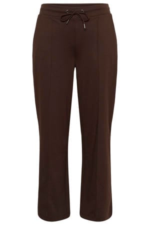 viscose high waist wide leg broek Plus Size - donkerbruin