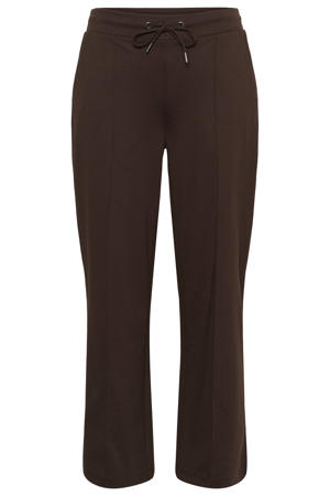 viscose high waist wide leg broek Plus Size - donkerbruin