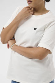 thumbnail: Kaffe Curve T-shirt Plus Size met borduursels - wit