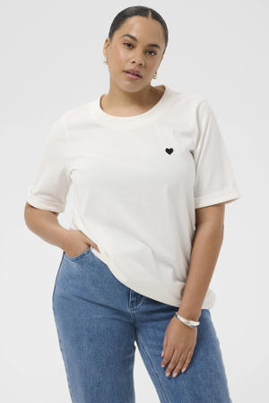 T-shirt Plus Size met borduursels - wit