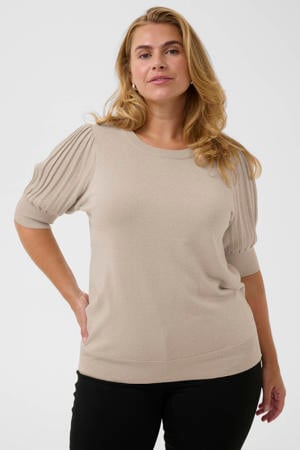 top met glitters Plus Size - beige